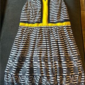 Crown & Ivy Fit & Flare Striped Pineapple Dress Sleeveless Size 6